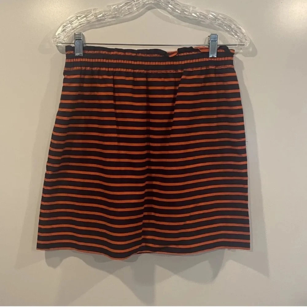 J. Crew Linen Cotton Striped Elastic Waist Pull On Skirt‎ Womens Size 4 (813)